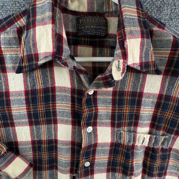 VTG Pendleton All Wool Flannel USA Made Point Collar Plaid Long Sleeve Adult ** - Picture 1 of 16